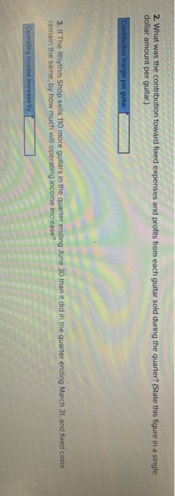 for the company's acoustic guitar department for a recent quarter is presented