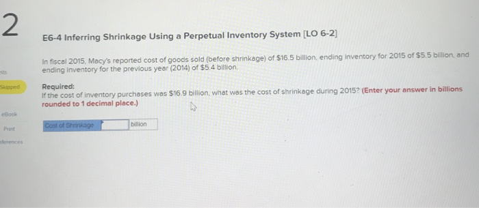  Answer all of these, please 2 E6-4 Inferring Shrinkage Using a