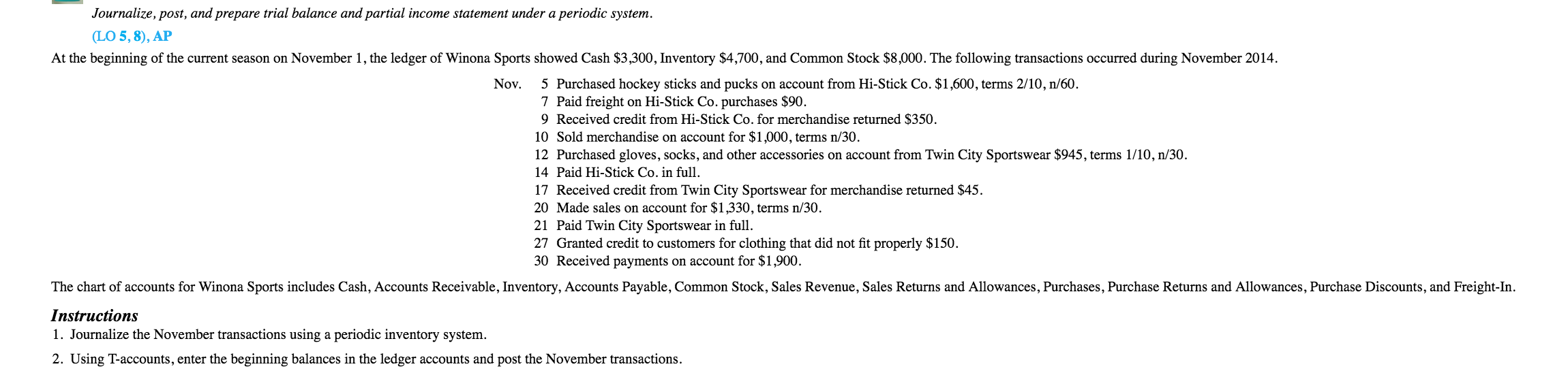 Journalize, post, and prepare trial balance and partial income statement under