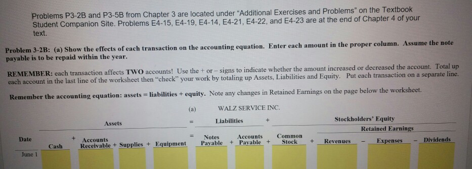 xtbook Problems P3-2B and P3-5B from Chapter 3 are located under