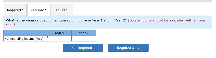 the first two years of operations are: Required: 1. Using variable costing,