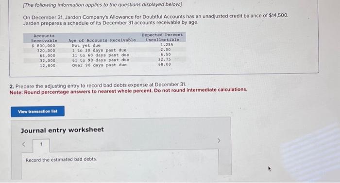 information [The following information applies to the questions displayed below] On December
