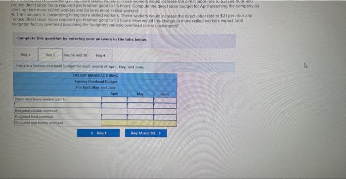 factory overtheac budget for each month of April, May, and June 3.