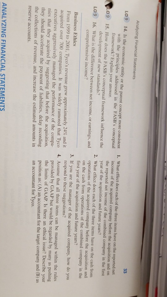 Analyzing Financial Statements L09) 14, s t e economic entity or
