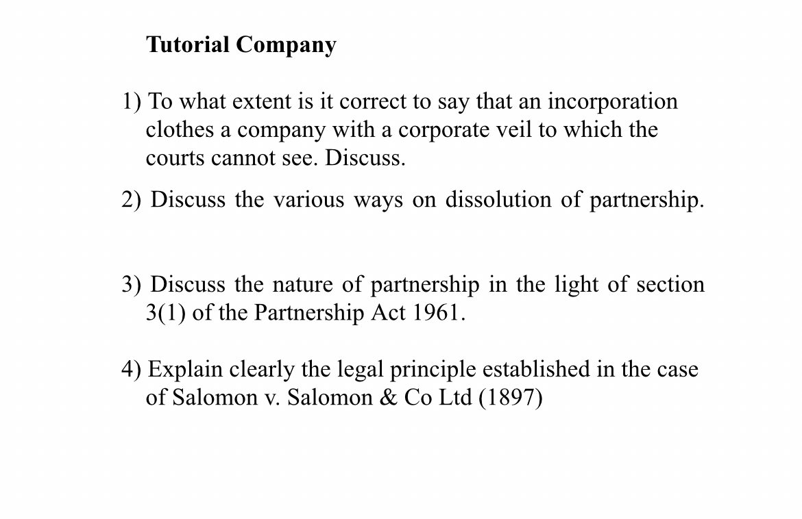  Tutorial Company To what extent is it correct to say that