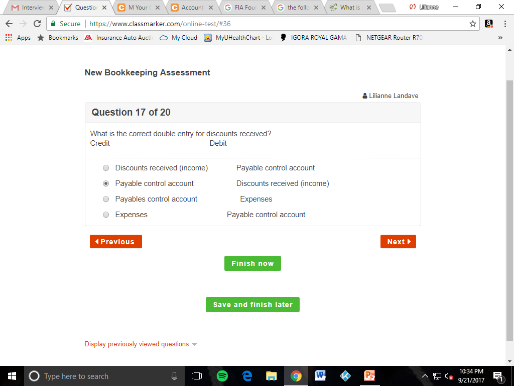  Secure l https://www.classmarker.com/online-test/#36 Apps Bookmarks AA Insurance Auto Aucti My Cloud
