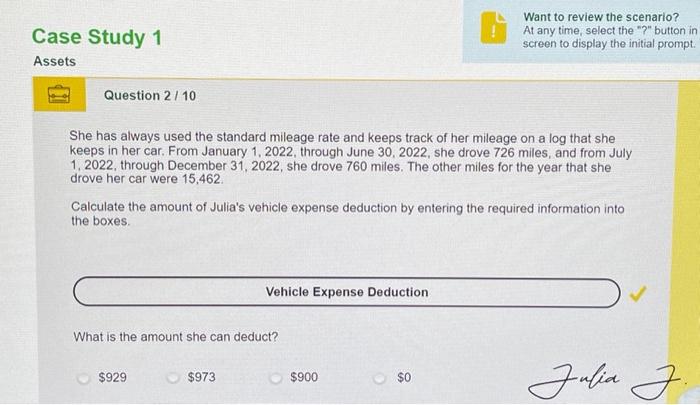  Case Study 1 Assets Question 2 / 10 She has always