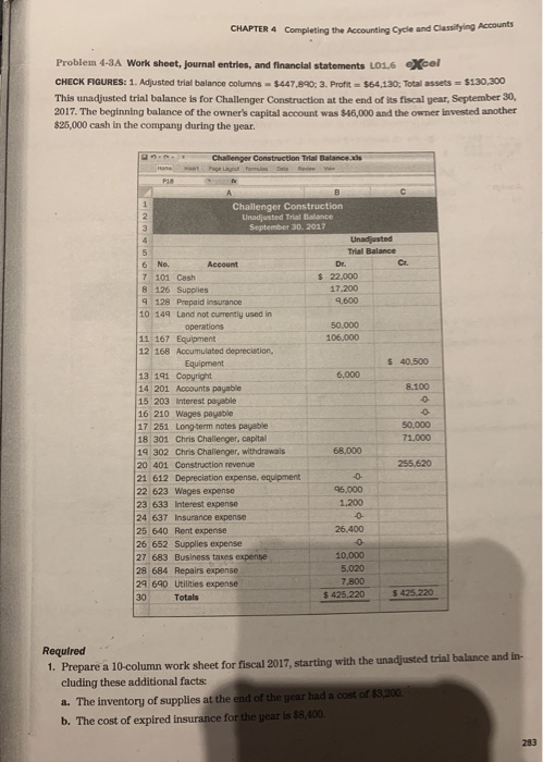  CHAPTER 4 Completing the Accounting Cycle and Classitying Accounts Problem 4-3A