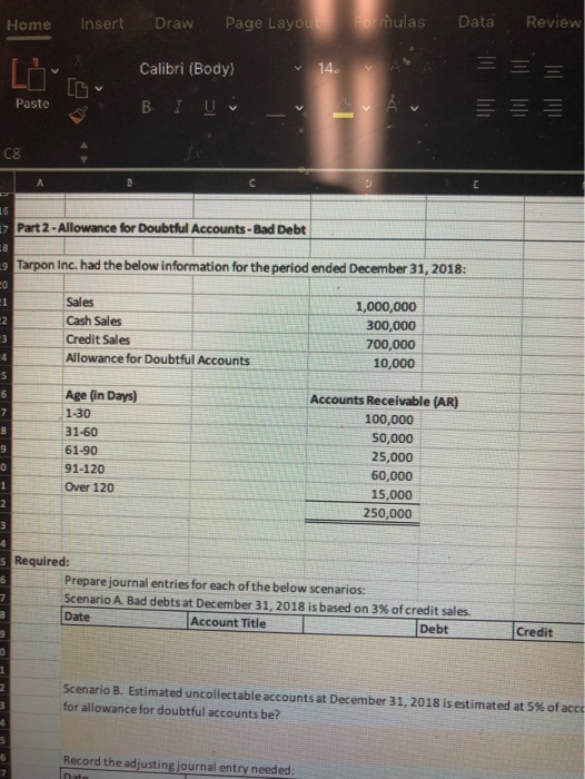  I need help with scenario C of this problem. mulas Data