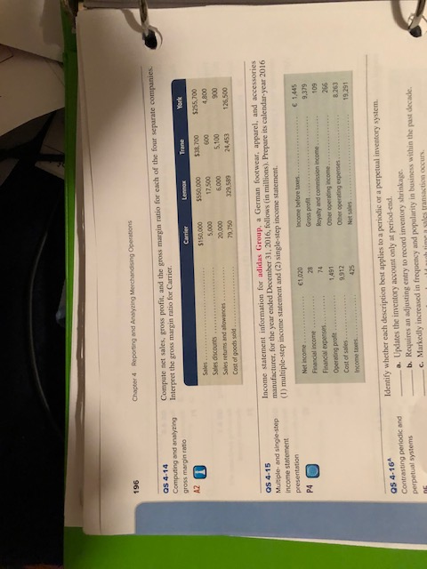 QS- 4-14 Chapter 4 Reporting and Anslyzing Merchandising Operations QS 4-14 Computing