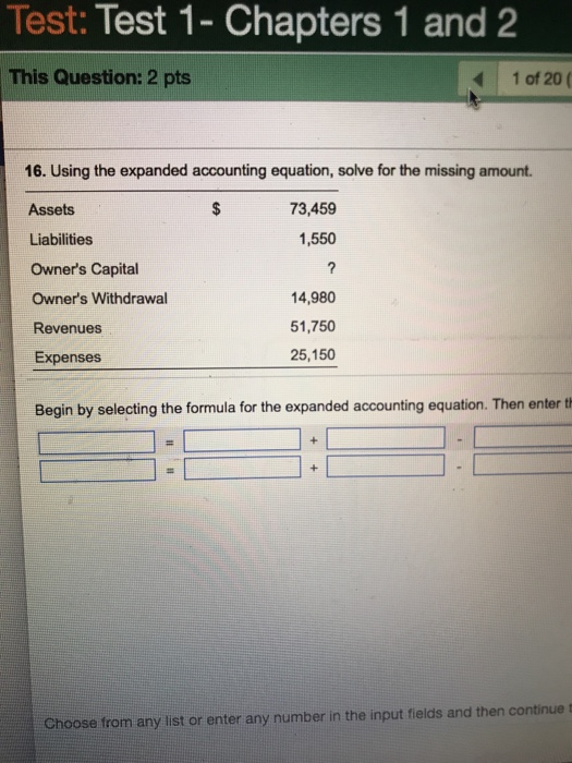  Test: Test 1- Chapters 1 and 2 This Question: 2 pts