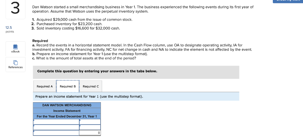 in Year 1. The business experienced the following events during its first