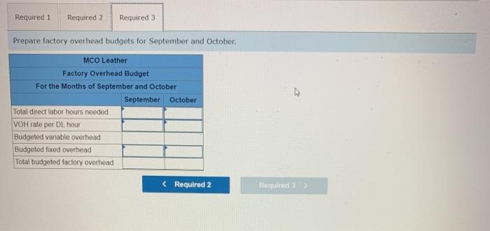 Leather Direct Materials Budget For the Months of September and October September