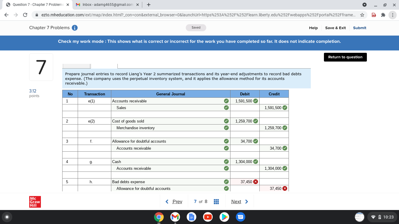 Question 7 - Chapter 7 Problems x M Inbox - adamg4655@gmail.com x