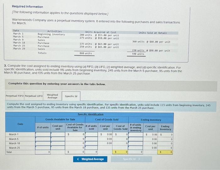 [The following information applies to the questions displayed below] Warnerwoods Company uses