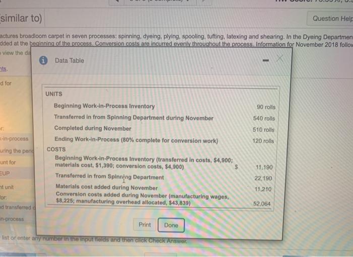 including the entries that have already been posted. Assume tubo costs are