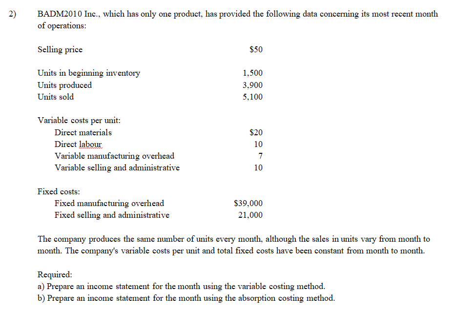 per Unit Expense A Expense B Expense C 10 units 20 units30