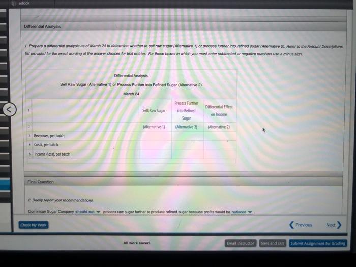 Dominican Sugar Company is coraidering whether to process further raw sugar into