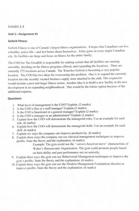 2.4 Unit 1- Assignment #1 Gofort Fitness Gofort Fitness is one of