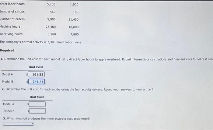 question? thanks Multiple Versus Single Overhead Rates, Activity Drivers Deoro Company has