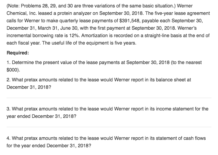 (Note: Problems 28, 29, and 30 are three variations of the