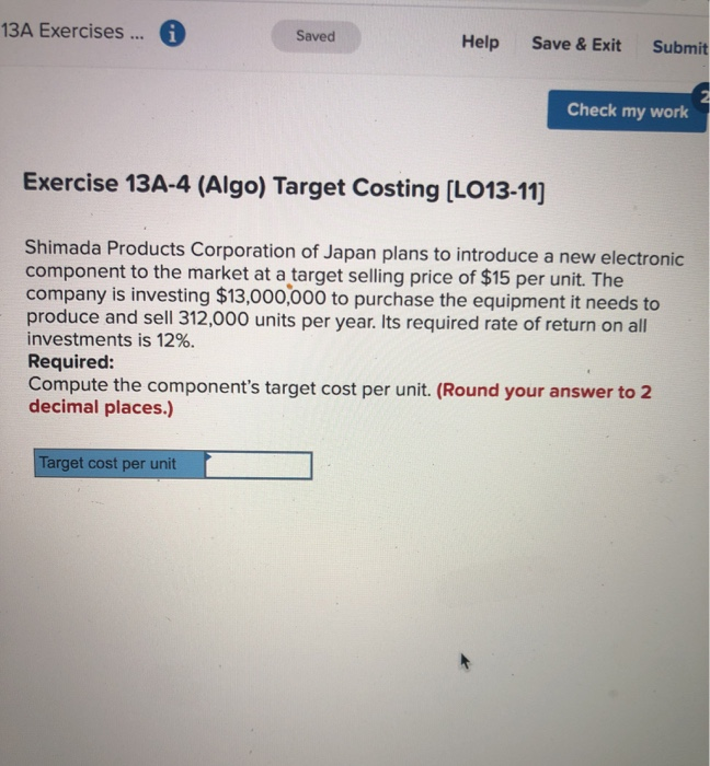  13A Exercises ... A Saved Help Save & Exit Submit Check