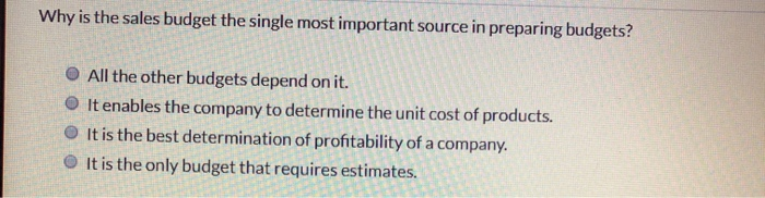  Why is the sales budget the single most important source in