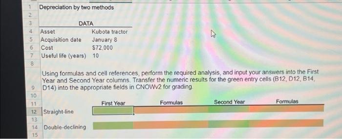 cell references, perform the required analysis, and input your answers into the