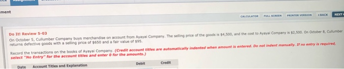  ment CALCULAT E SHEEN PRINTER VERSION NEXT BACK Do It Review