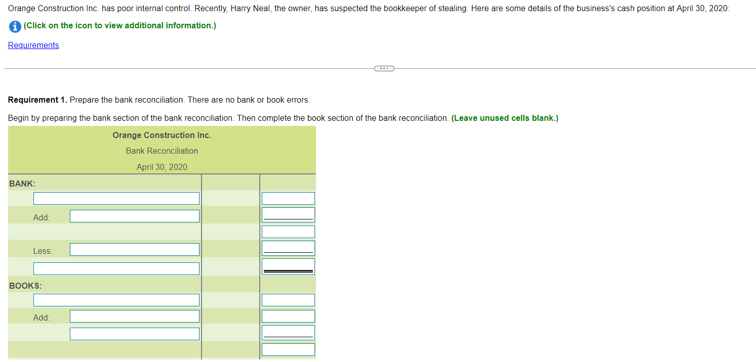  (Click on the icon to view additional information.) Requirement 1. Prepare