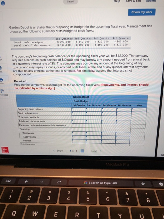  Help Save & Exit Submit Saved Check my work Garden Depot