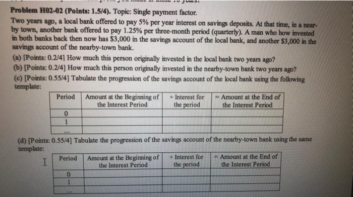  AVV - Problem H02-02 (Points: 1.5/4). Topic: Single payment factor. Two