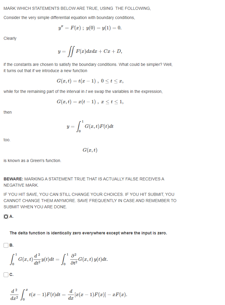  MARK WHICH STATEMENTS BELOW ARE TRUE, USING THE FOLLOWING, Consider the