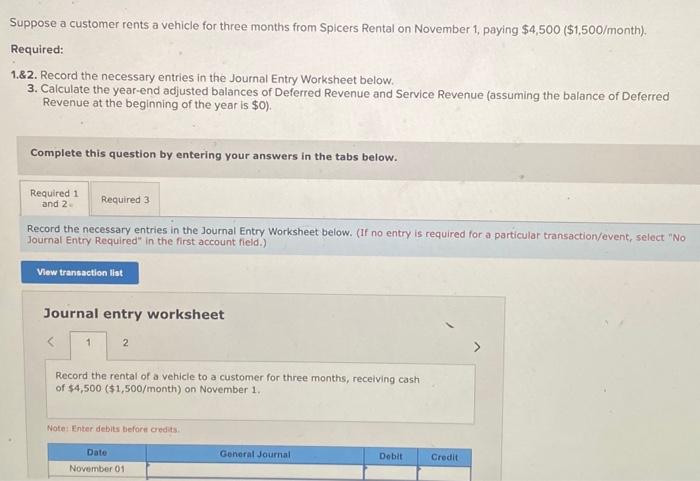  22 Journal entry worksheet Record the adjusting entry for the rental