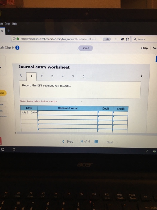 bank statement was $28.810. The July 31, 2019, balance in the Cash