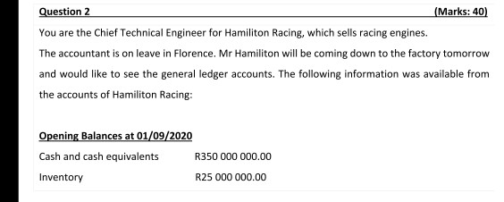 Question 2 (Marks: 40) You are the Chief Technical Engineer for