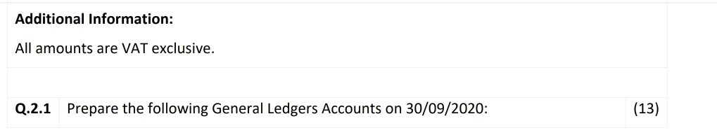 available from the accounts of Hamilton Racing: Opening Balances at 01/09/2020 Cash