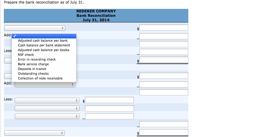 had a cash balance per books of $6,415. The statement from Nashota