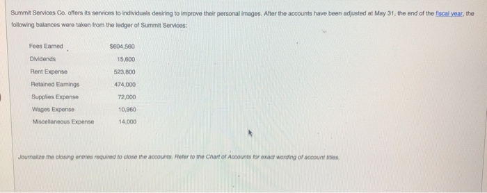  please help me answer this question Summit Services Co. offers its