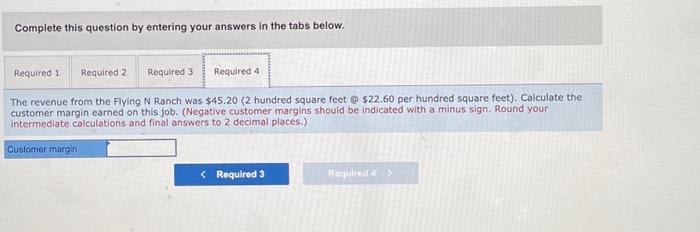 hundred square feet). Calculate the customer margin earned on this job. (Negative