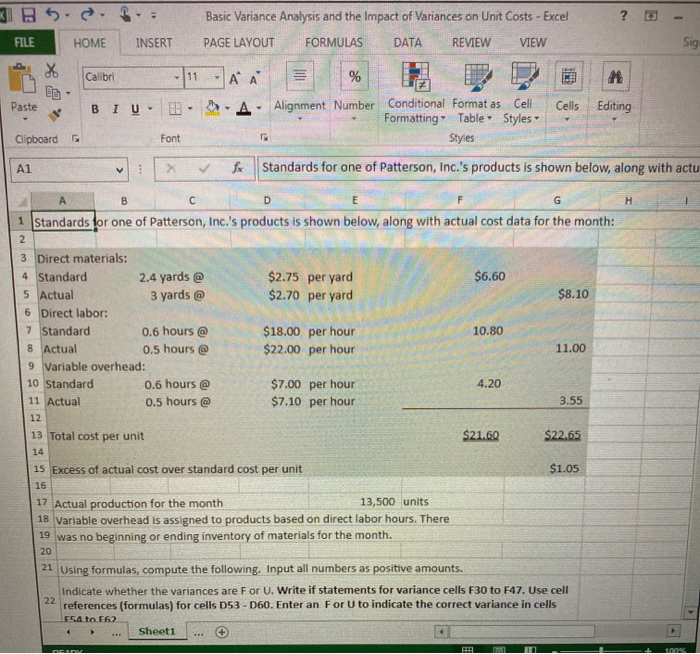  ? 0 S.S.BE HOME INSERT Basic Variance Analysis and the Impact