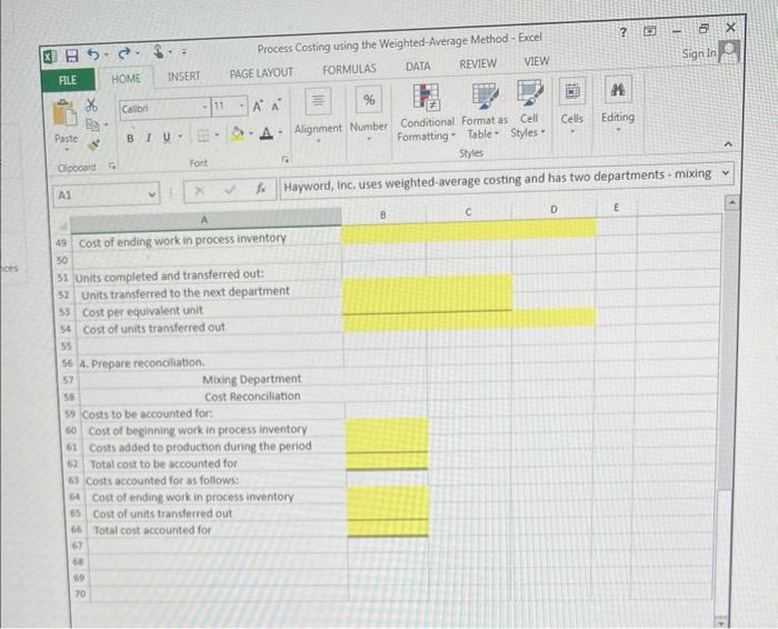 has two departments - mixing and packaging. 2 The following information relates