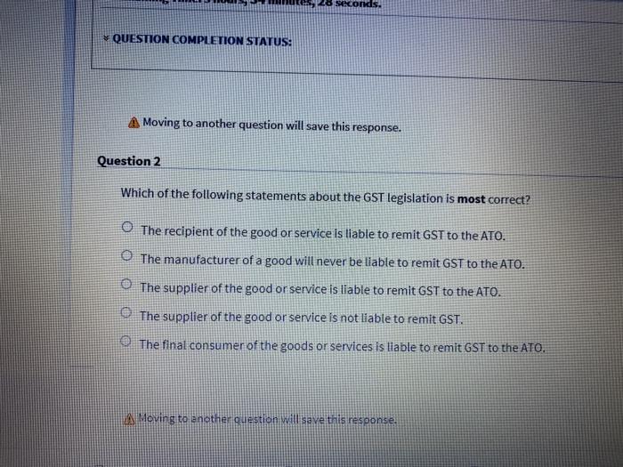 Law505 ds. * QUESTION COMPLETION STATUS: A Moving to another question will