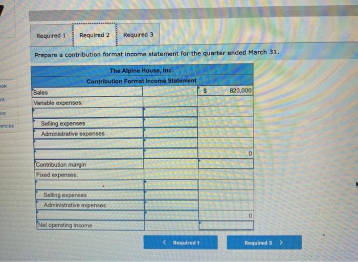 information shown below for the quarter ended March 31: Sales Selling price