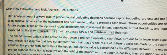  Cash Flow Estimation and Risk Analysis: Real Options doesn't always lead