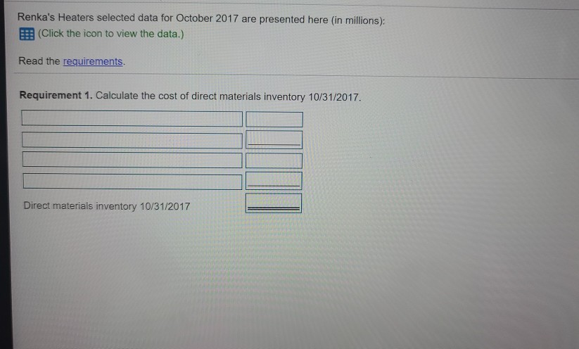 Renka's Heaters selected data for October 2017 are presented here (in