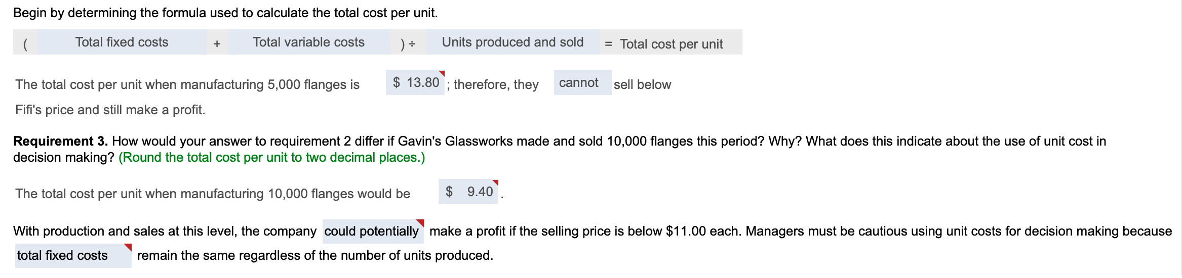 Fill in the blanks are correct manufacturing costs for flanges are $27,000