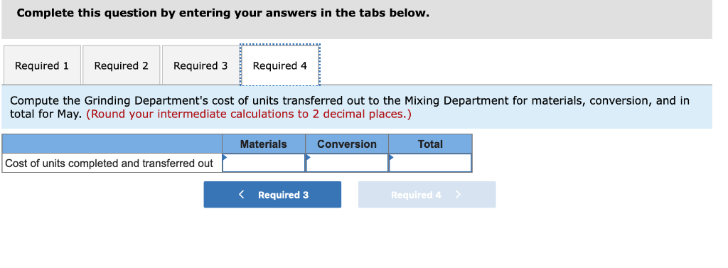 T-account for the Grinding Department for May is given below: ork in