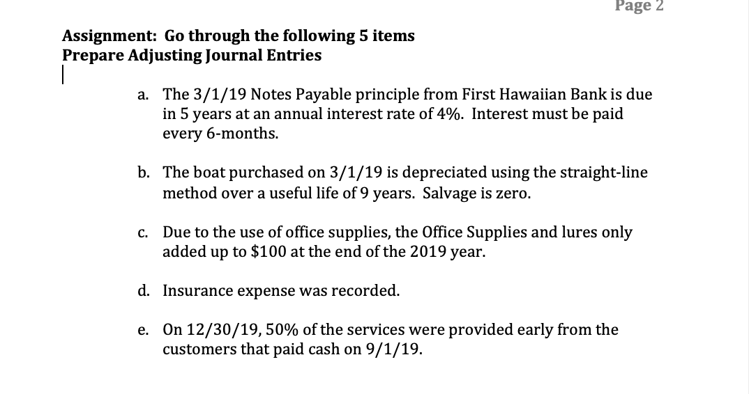  Page 2 Assignment: Go through the following 5 items Prepare Adjusting