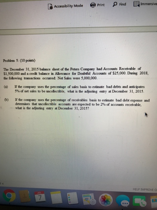  Accessblity Mode Pint ind Immersive Problem 5: (10 points) The December